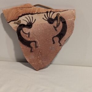 Red Orange Sandstone  Wall Art with Kokopelli Graphics. Engraved. Southwestern.